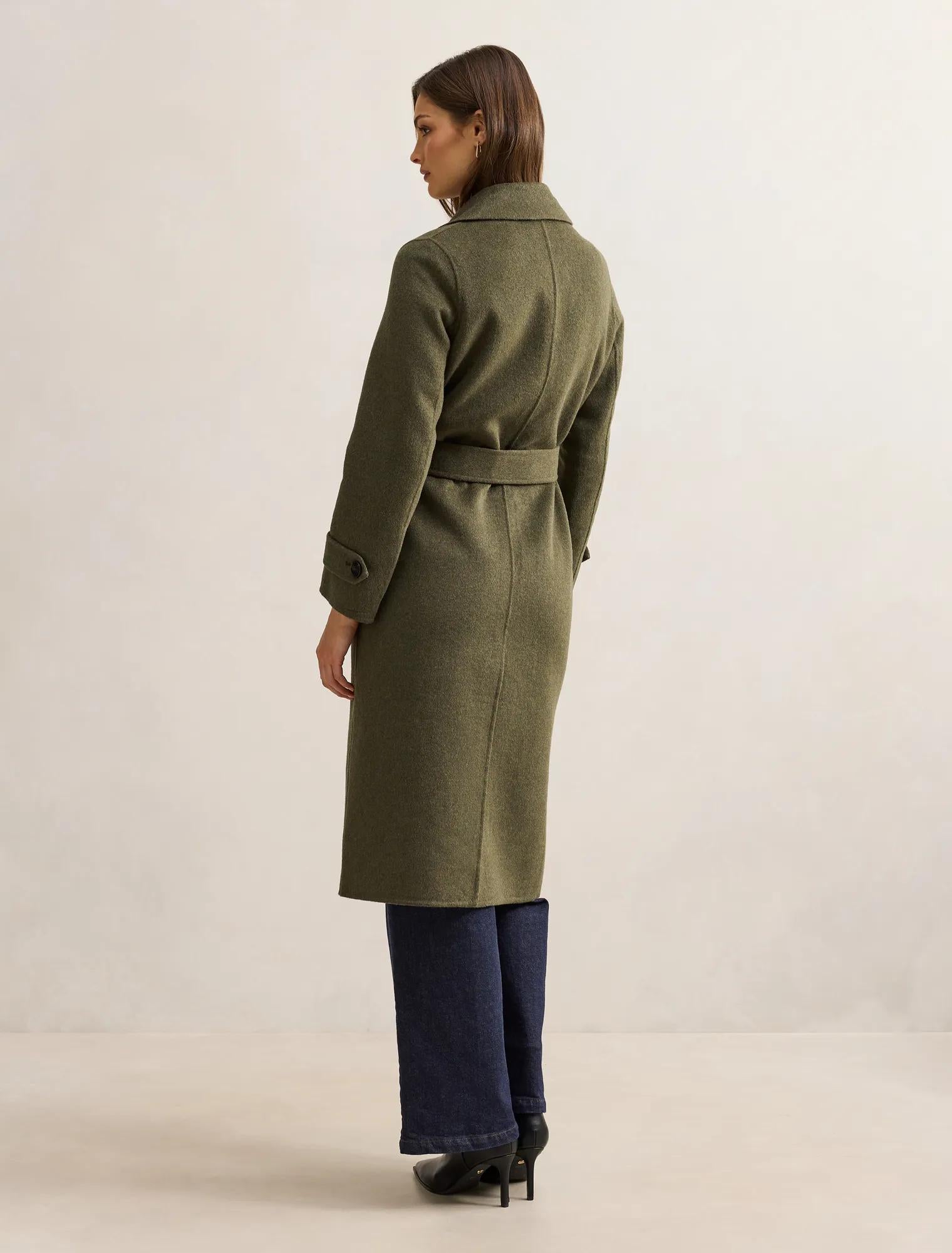 Natalie Felled Seam Coat Forest Green
