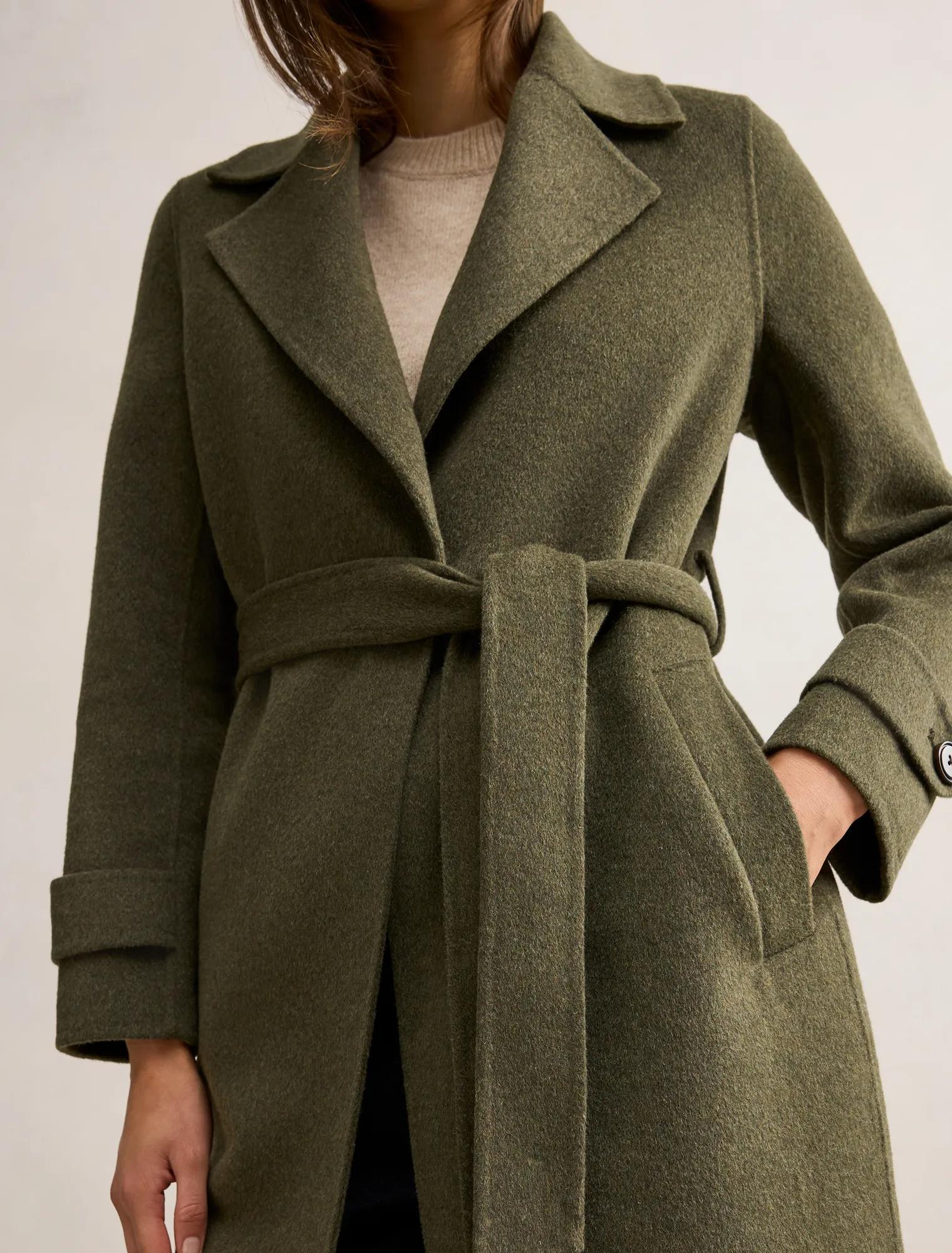 Natalie Felled Seam Coat Forest Green