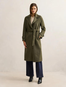 Natalie Felled Seam Coat Forest Green