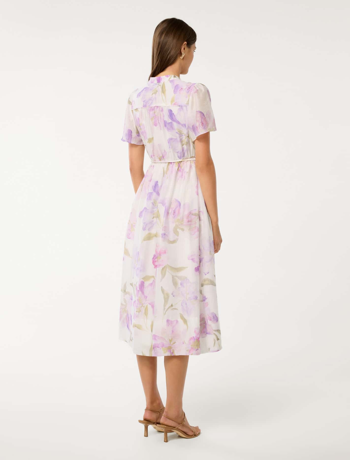 Melissa Flutter Sleeve Shirt Dress Lilac Nova Floral