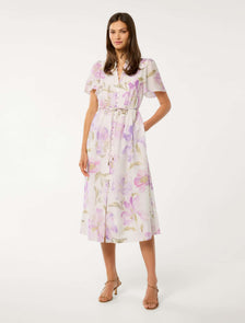 Melissa Flutter Sleeve Shirt Dress Lilac Nova Floral