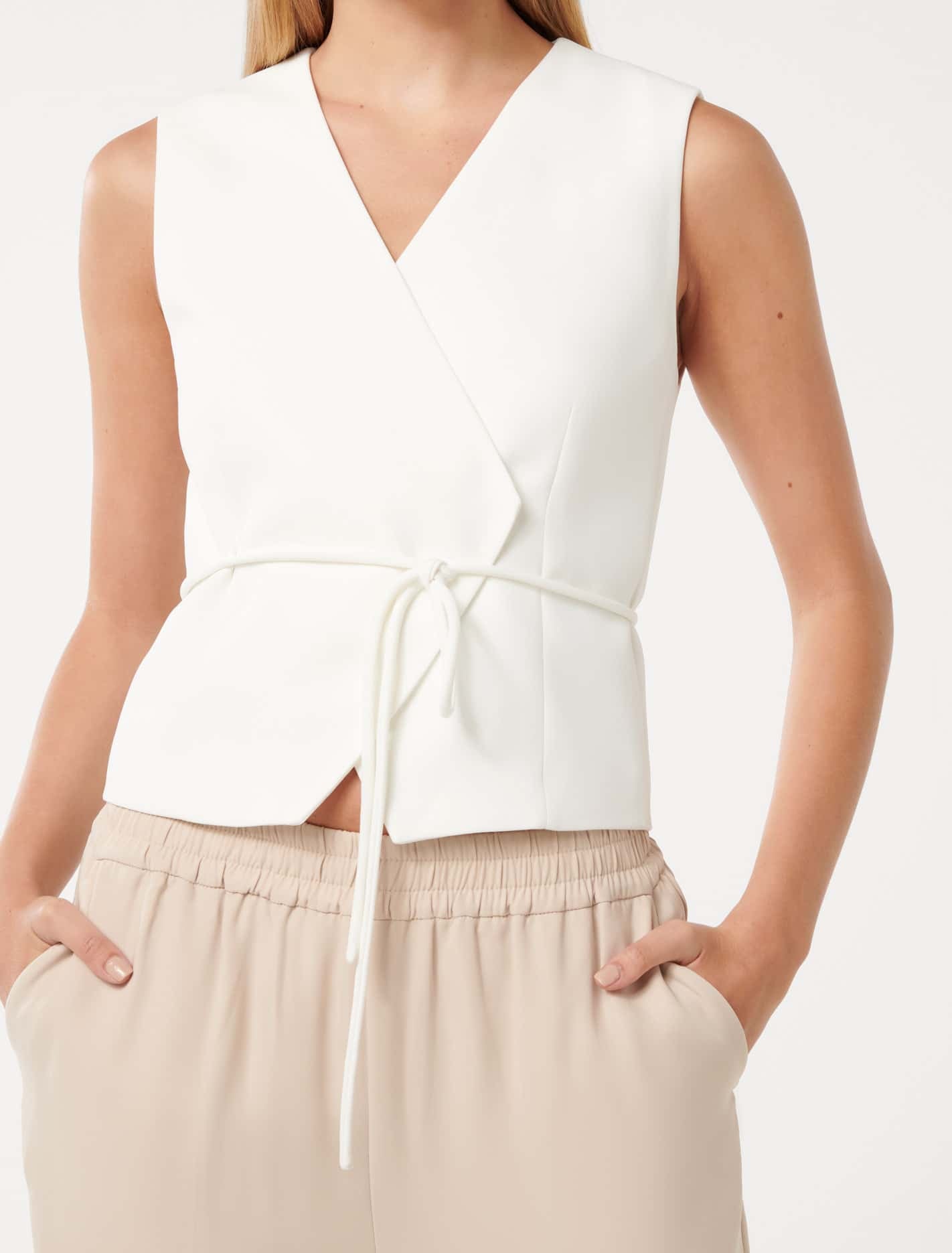 Cari Asymmetrical Waistcoat Porcelain