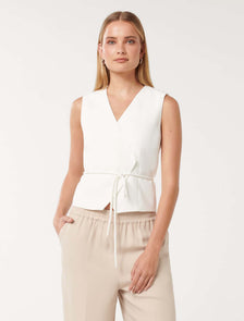 Cari Asymmetrical Waistcoat Porcelain