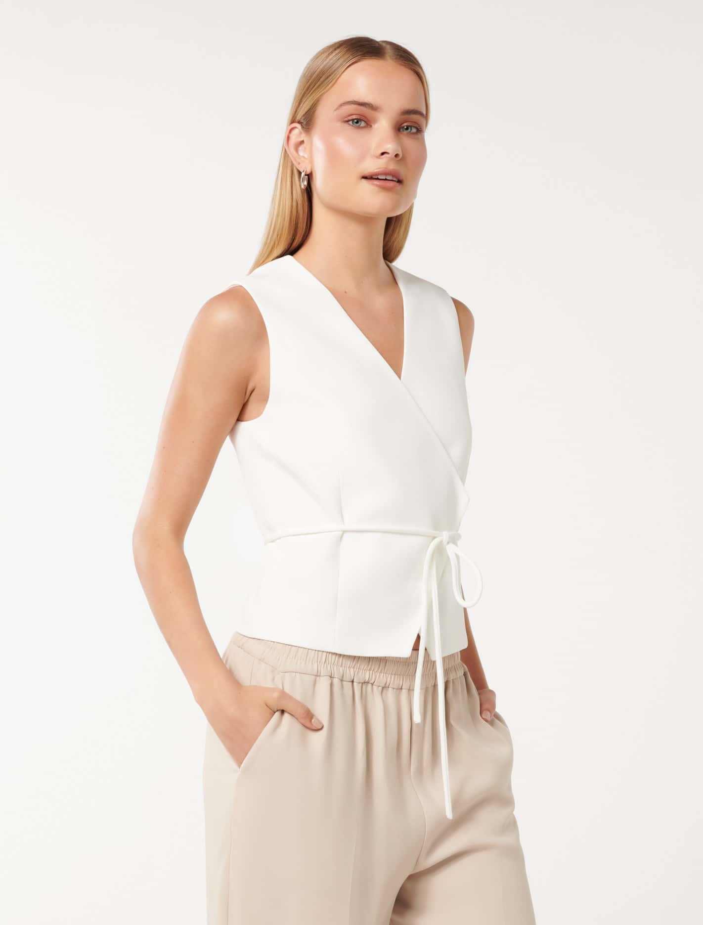 Cari Asymmetrical Waistcoat Porcelain