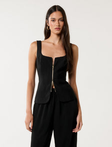 Collins Double Zip Tank Black