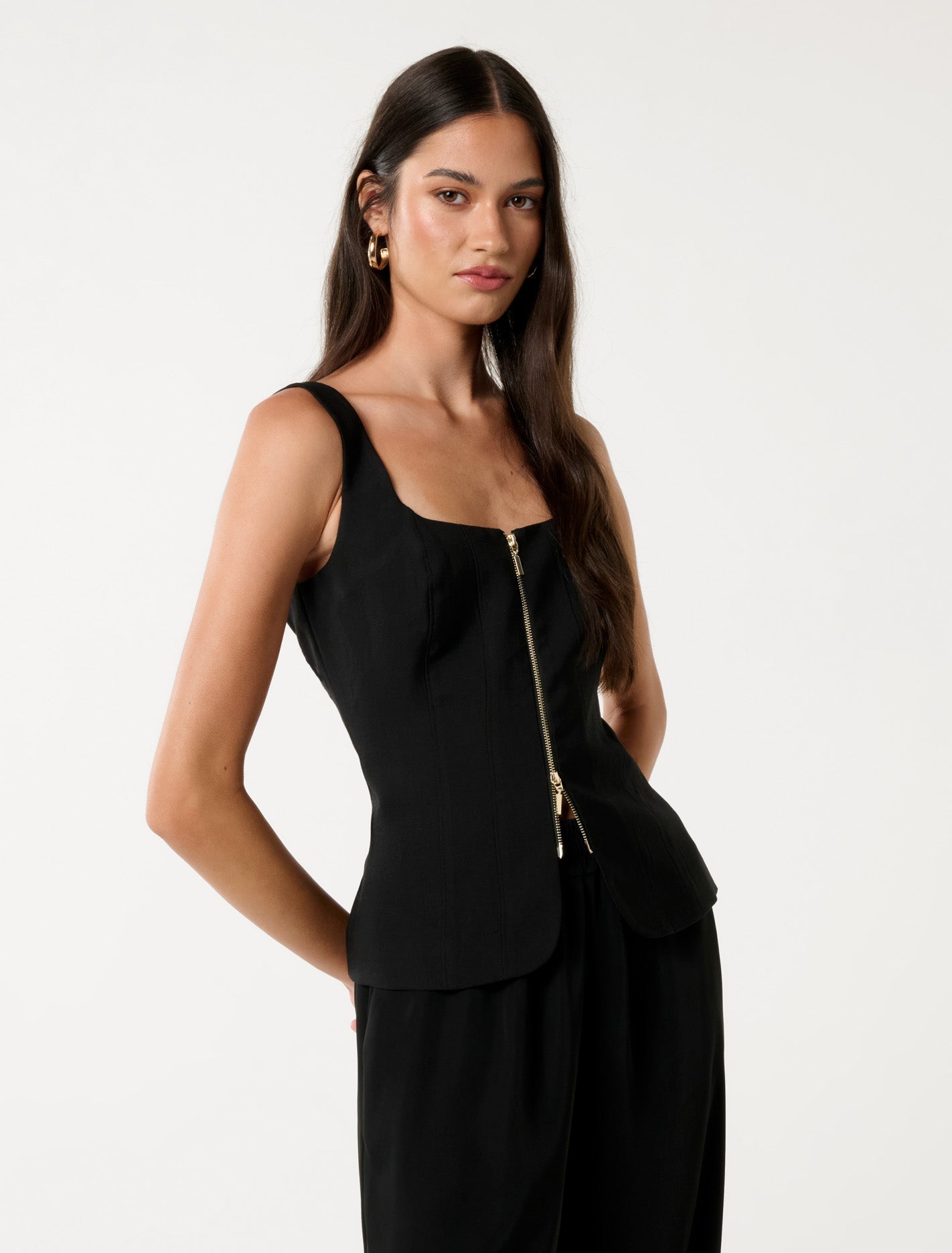 Collins Double Zip Tank Black