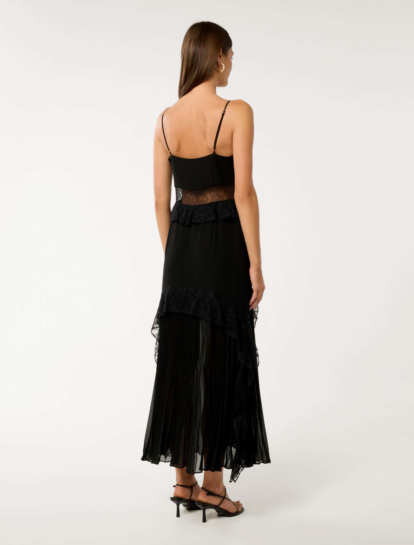 Lara Pleated Ruffle Maxi Black