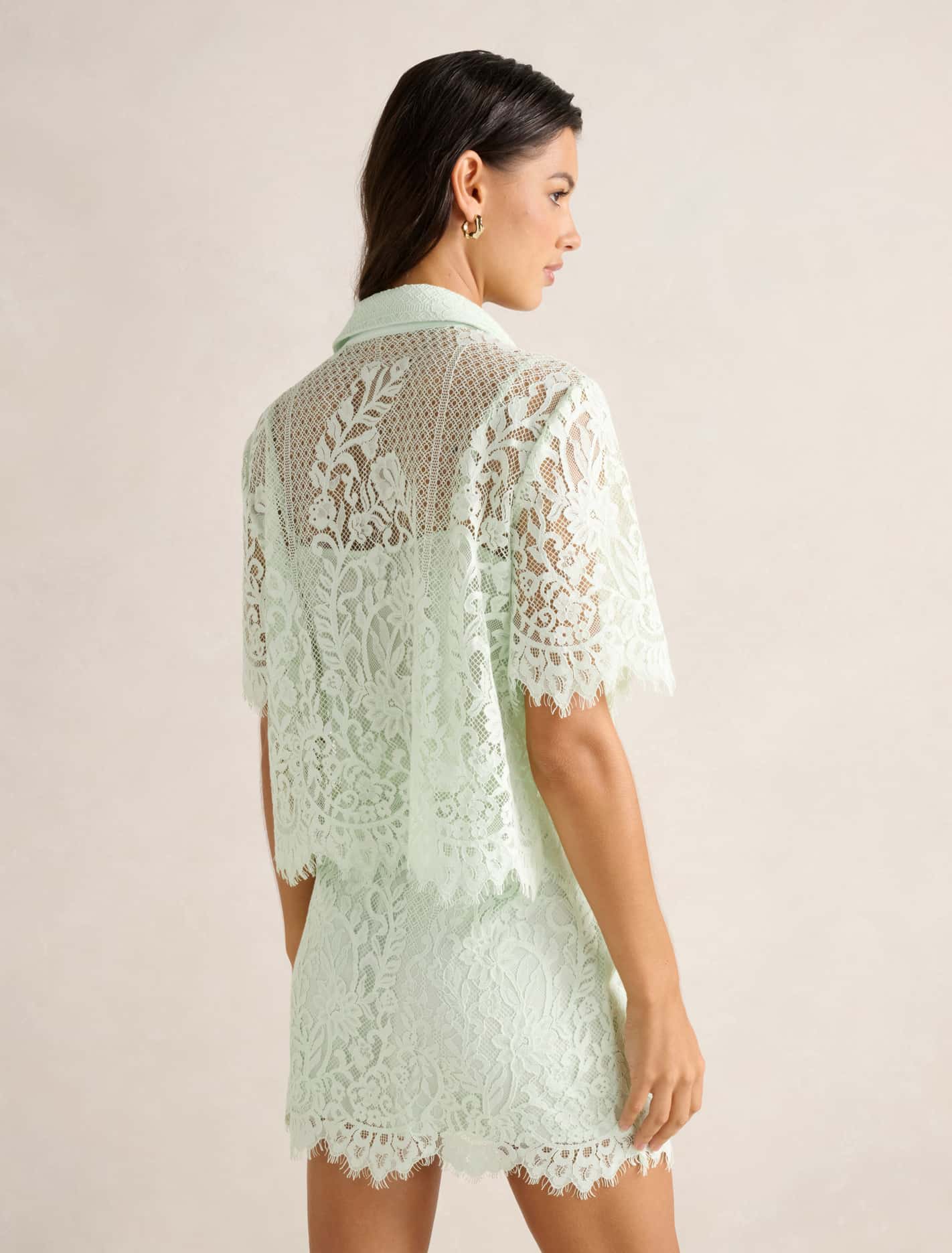 Lola Lace Shirt Clearly Aqua Co-ord