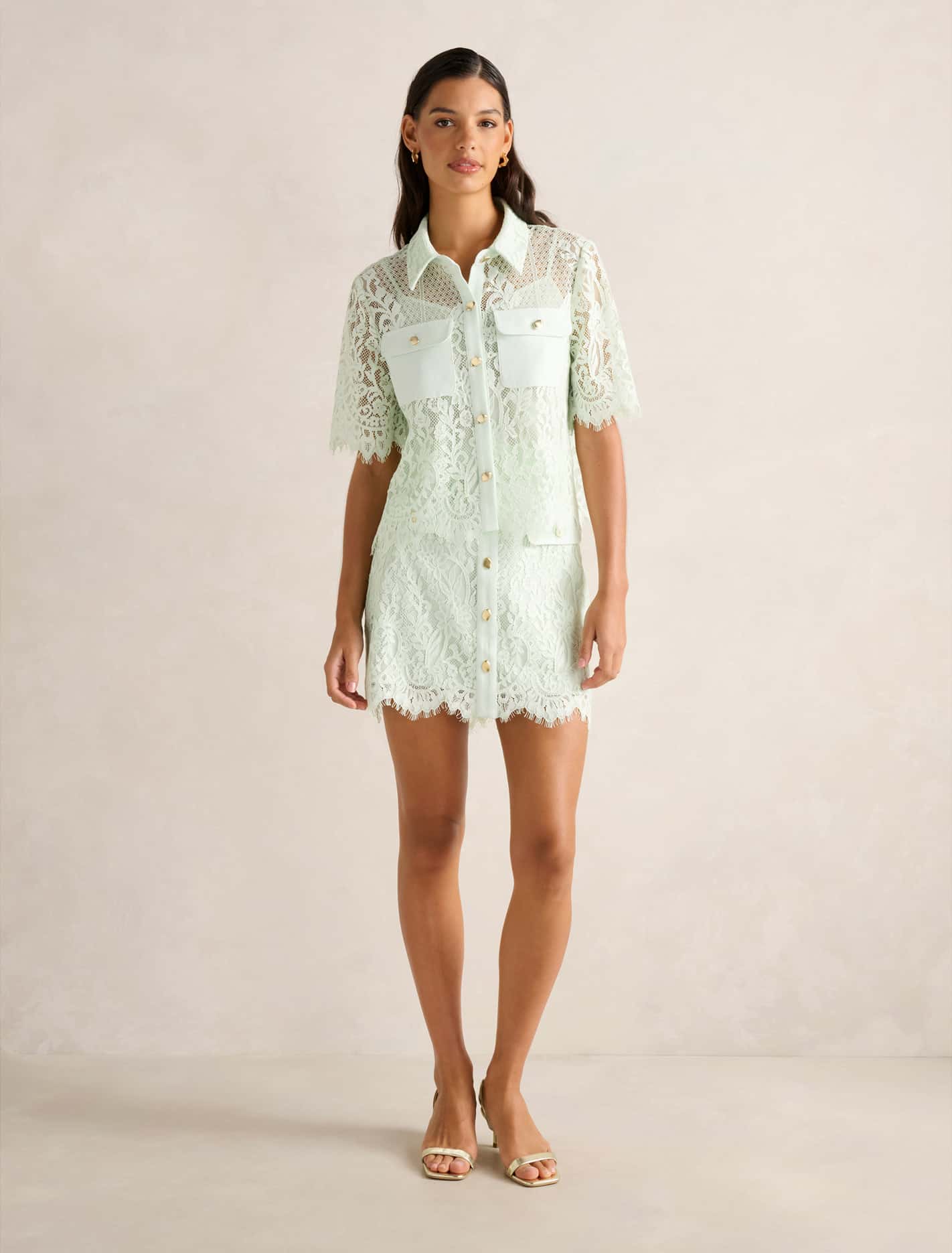 Lola Lace Shirt Clearly Aqua Co-ord