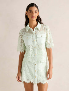 Lola Lace Shirt Clearly Aqua Co-ord