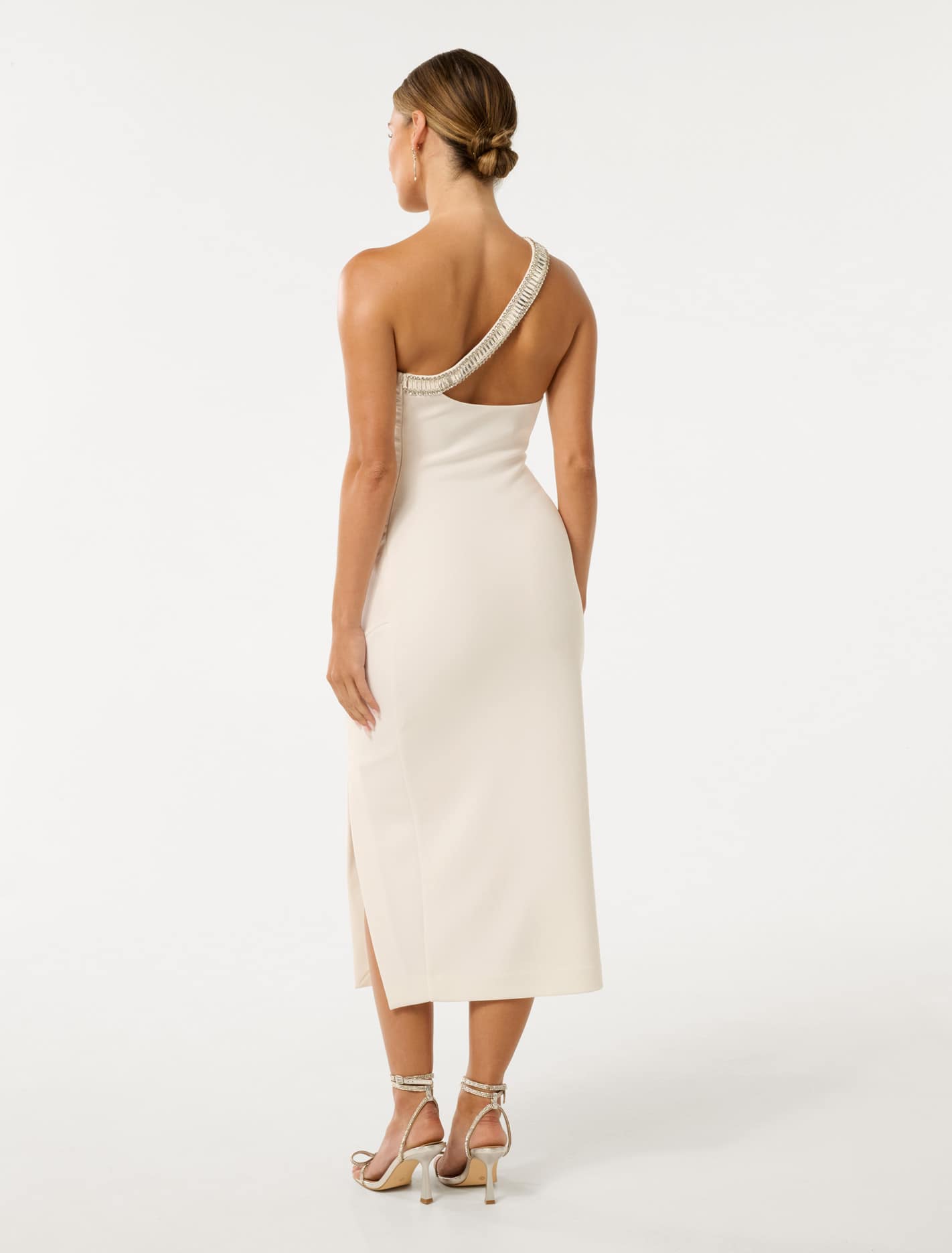 Irene Petite Embellished Bodycon Porcelain