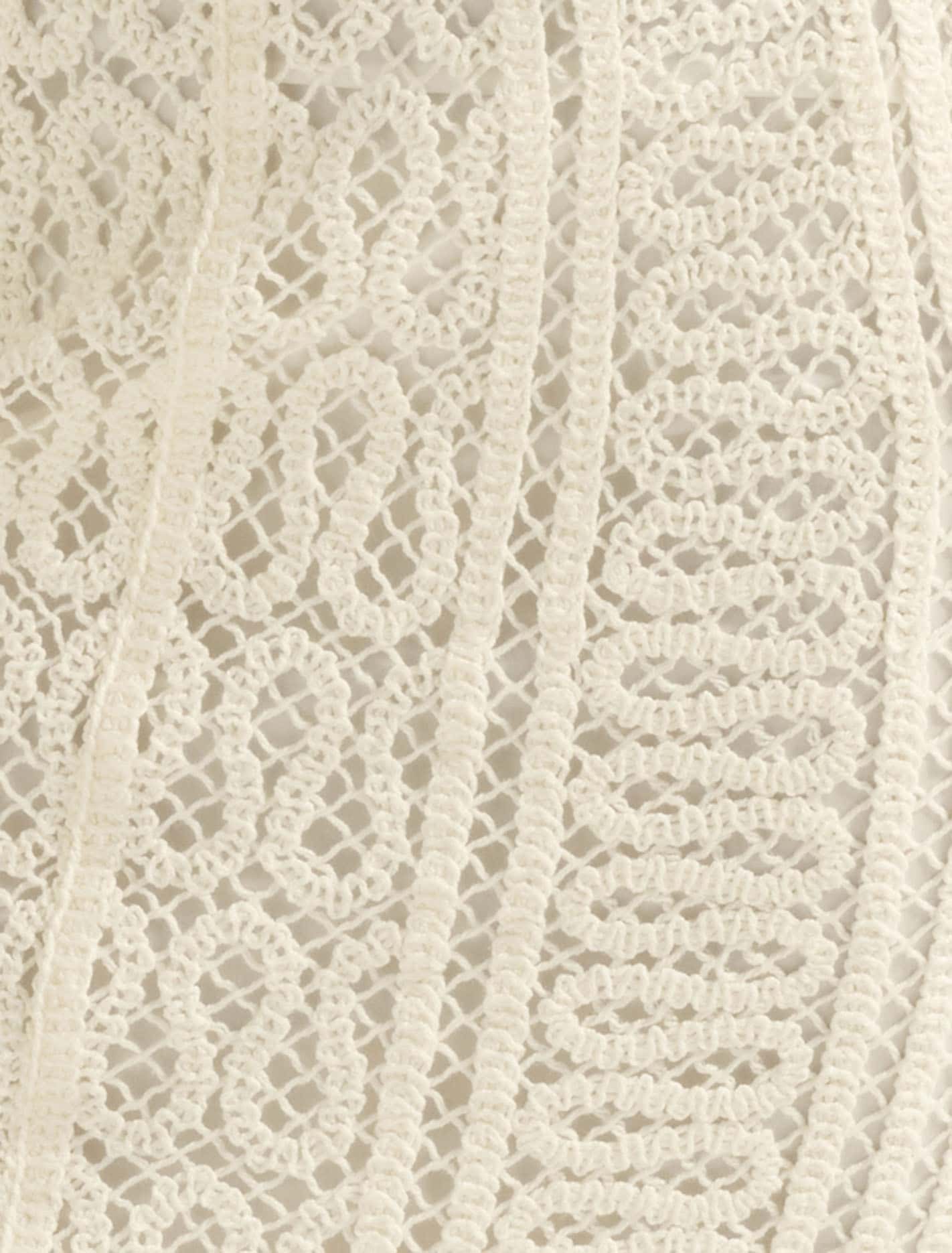 Arianna Crochet Midi Dress Porcelain
