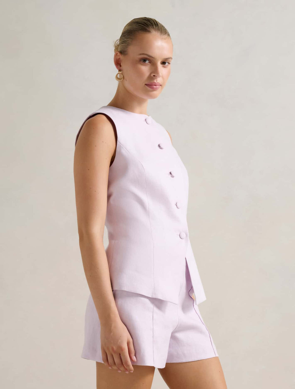 Toni High Neck Waistcoat Lilac Suit