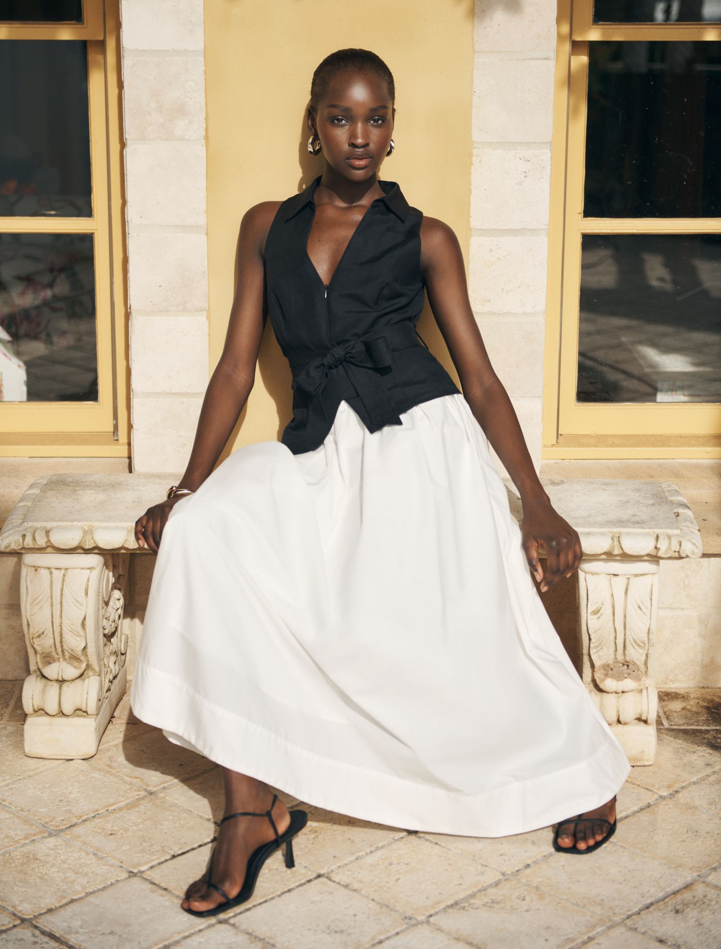 Liana 2 in 1 Collared Midi Black & White