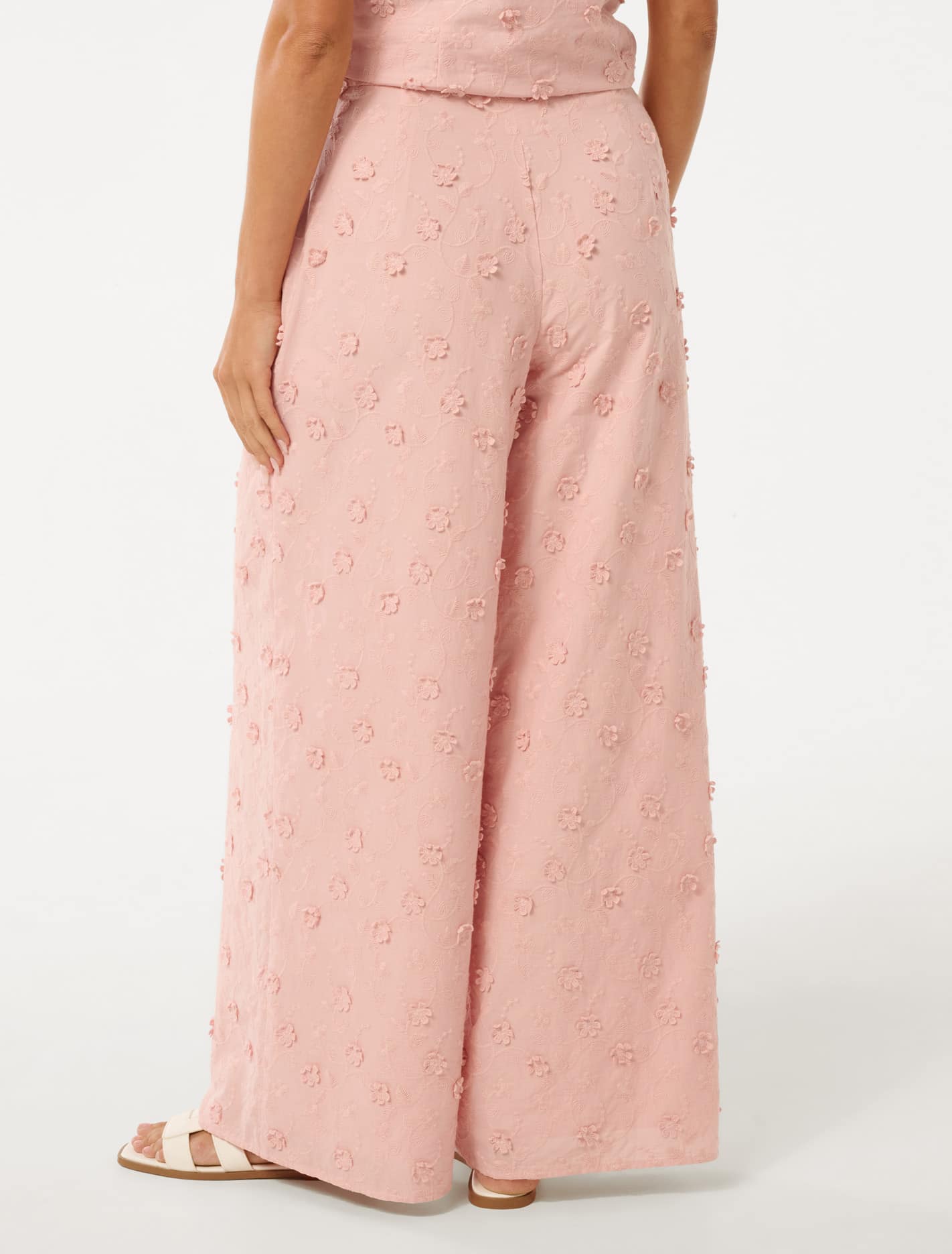 Daisy Petite Broderie Wide Leg Pants Pink Sorbet Co-ord