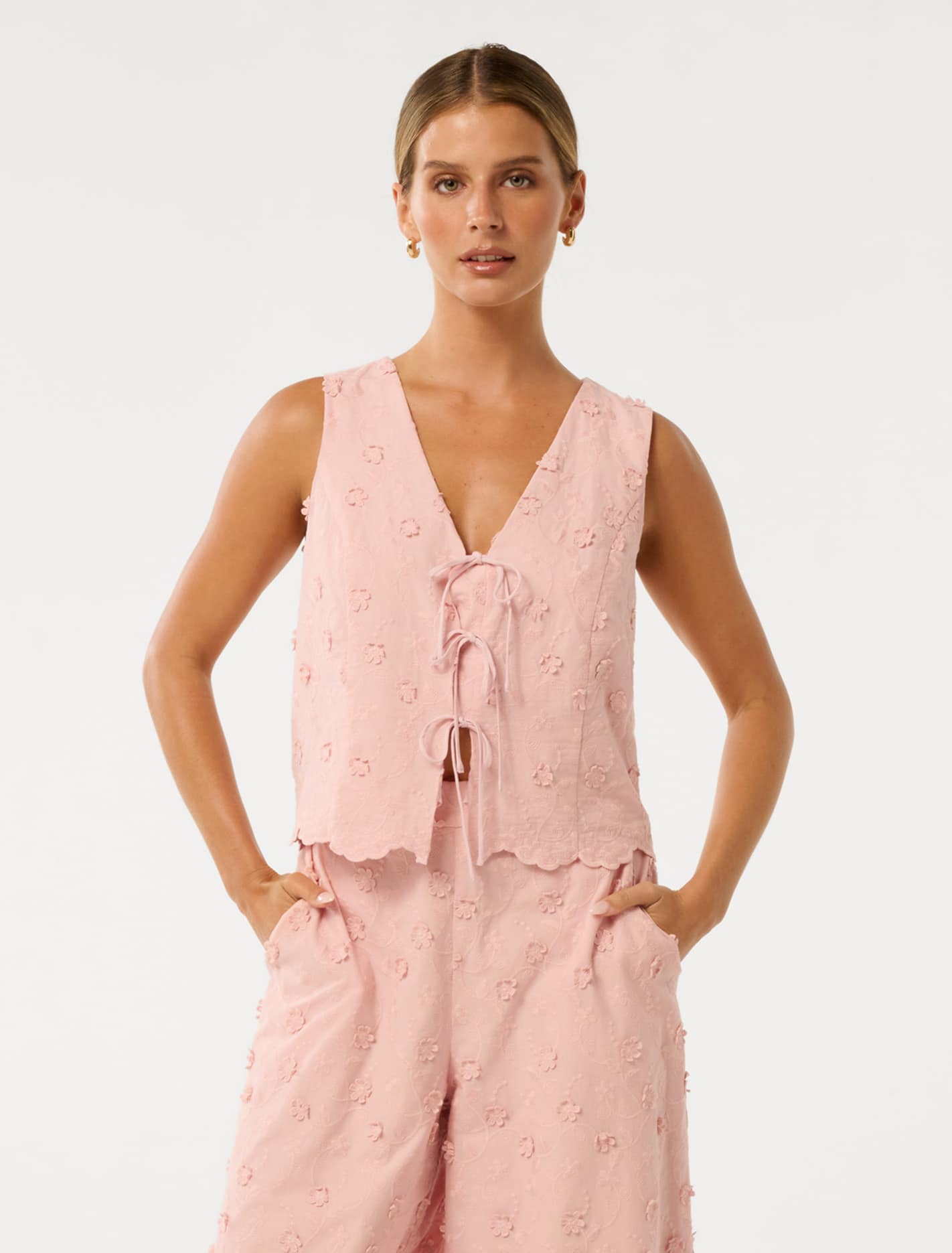 Colette Petite Broderie Top Pink Sorbet Co-ord