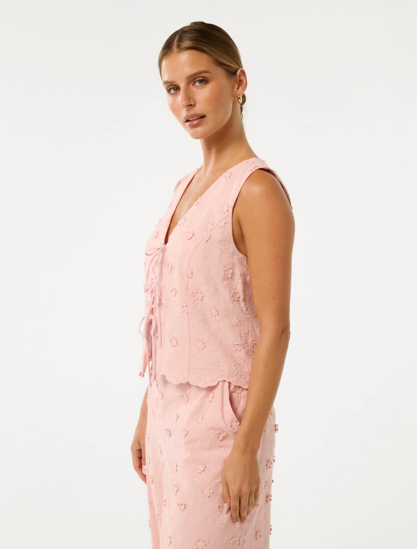 Colette Petite Broderie Top Pink Sorbet Co-ord