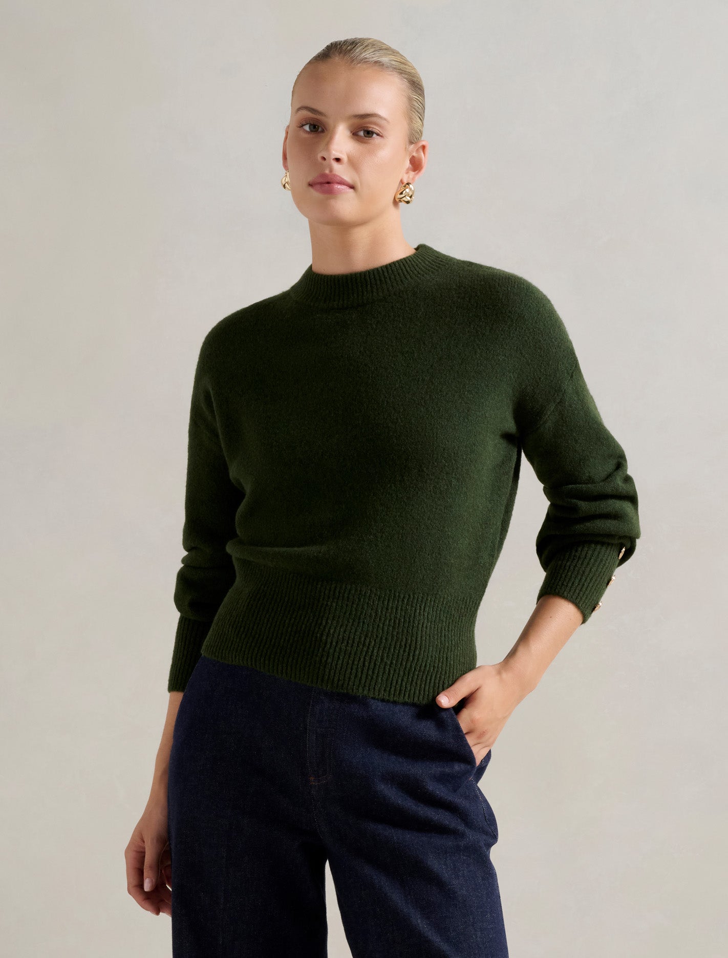 Millie Crew Neck Sweater Green Ivy