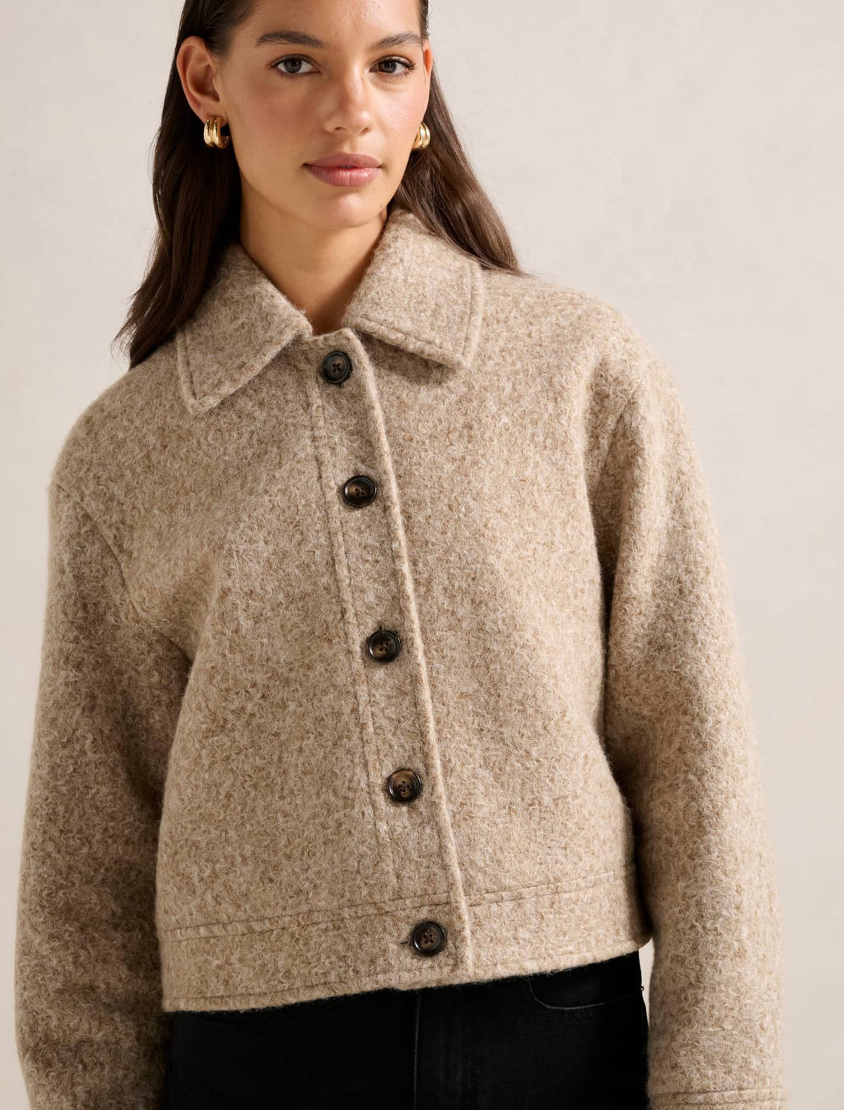 Millie Textured Jacket Latte Marle