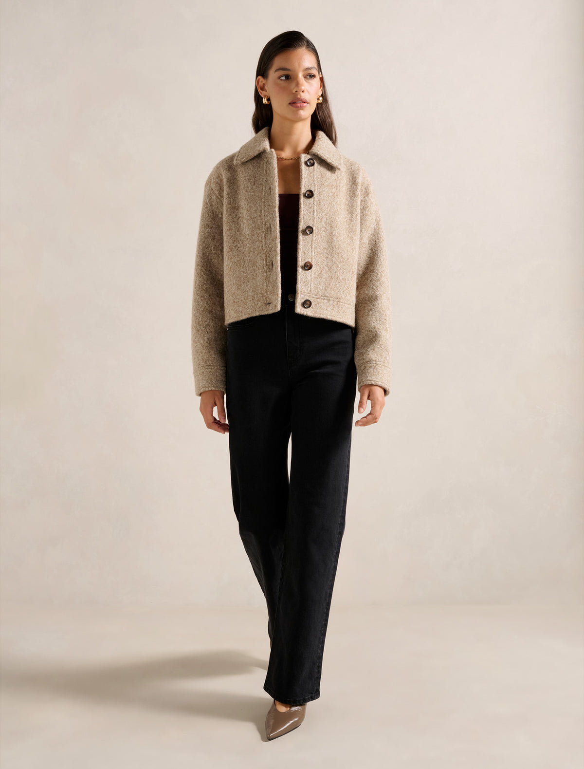 Millie Textured Jacket Latte Marle
