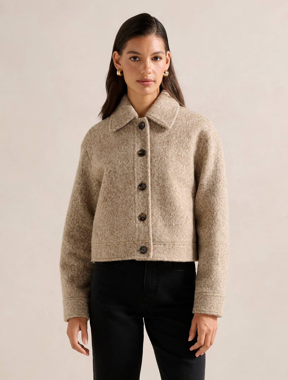 Millie Textured Jacket Latte Marle