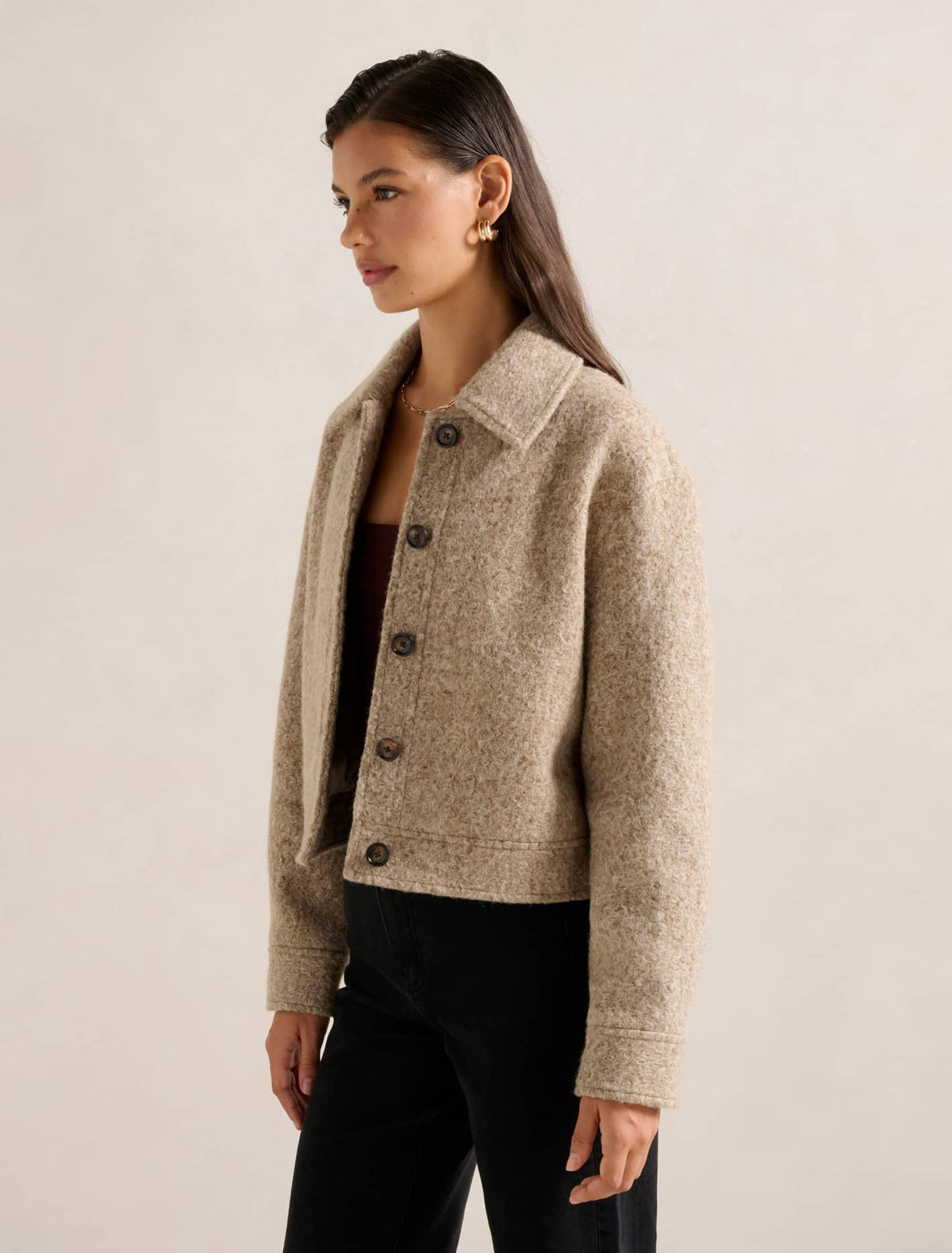 Millie Textured Jacket Latte Marle