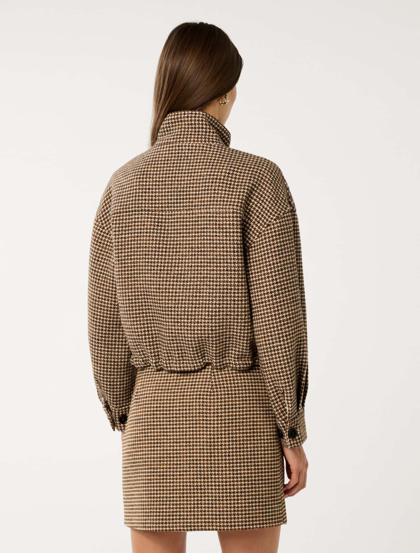 Kaia Check Crop Jacket Mocha Check Set