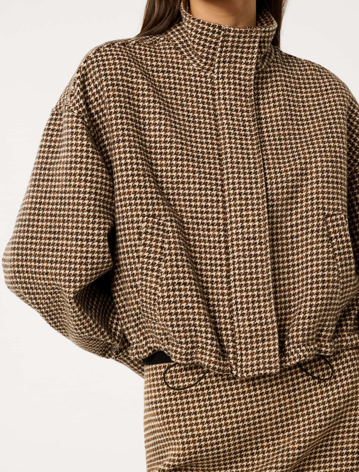 Kaia Check Crop Jacket Mocha Check Set