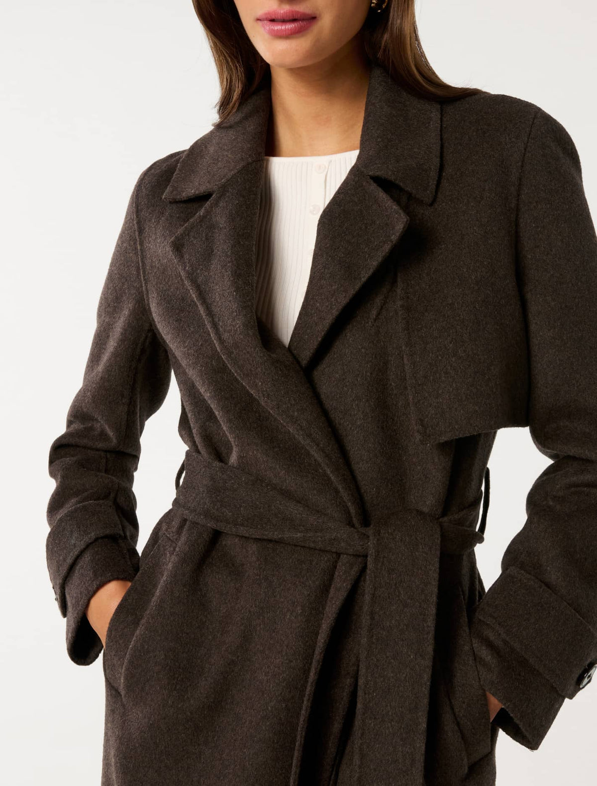 Elise Felled Trench Coat Chocolate Marle