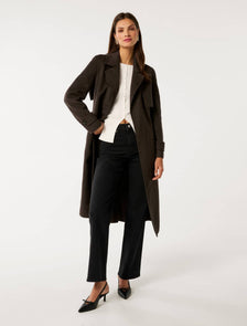 Elise Felled Trench Coat Chocolate Marle