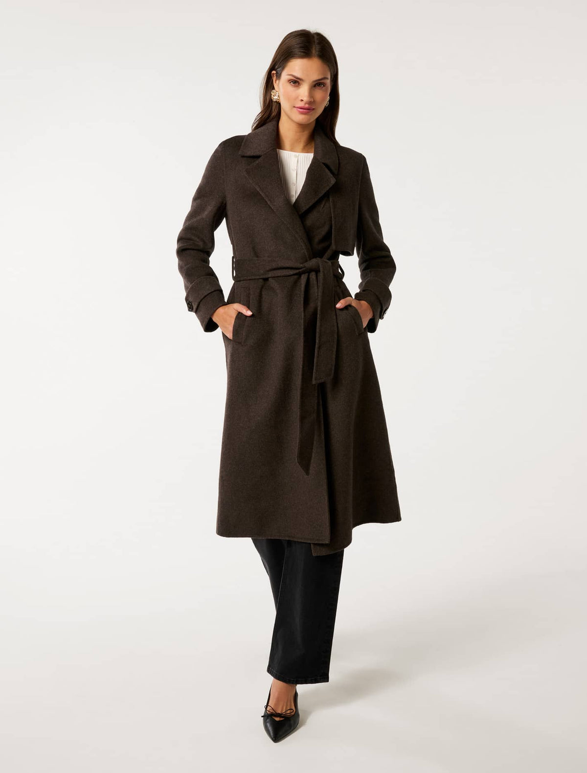 Elise Felled Trench Coat Chocolate Marle