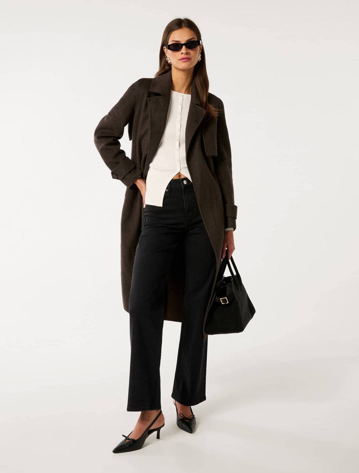 Elise Felled Trench Coat Chocolate Marle