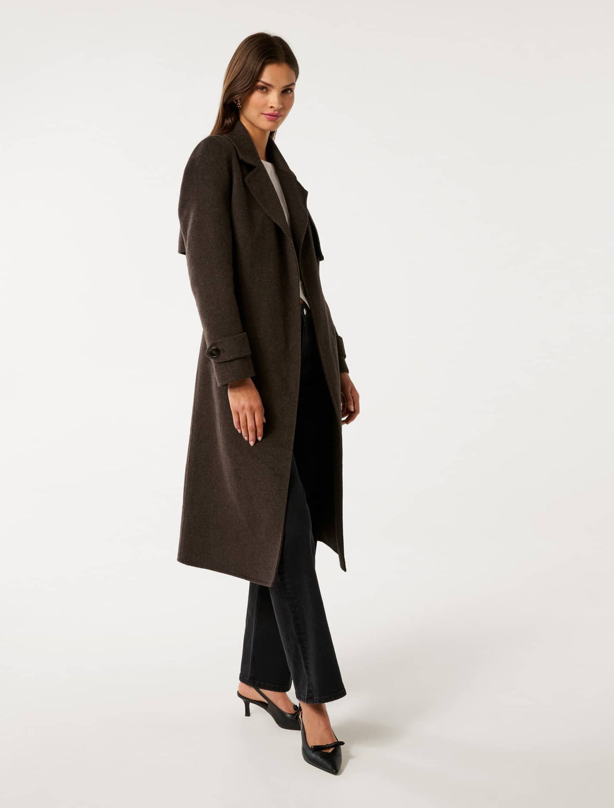 Elise Felled Trench Coat Chocolate Marle