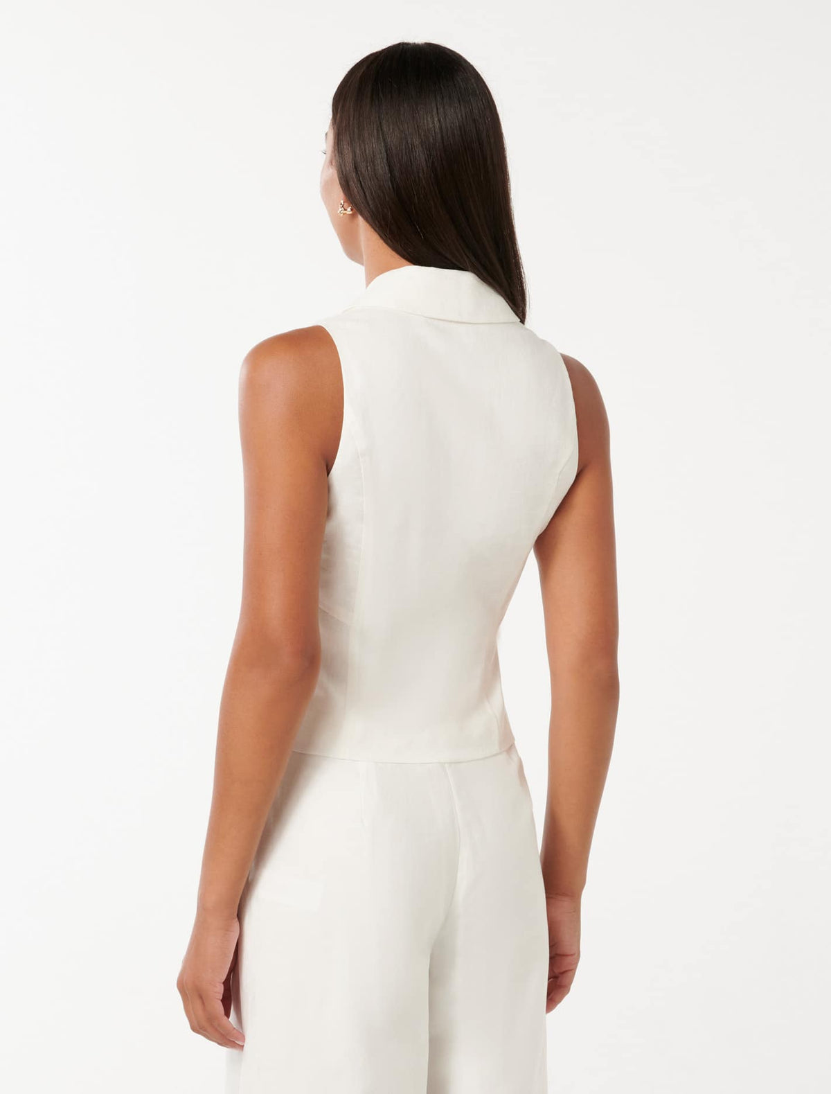 Felicity Zip Front Halter Top Porcelain
