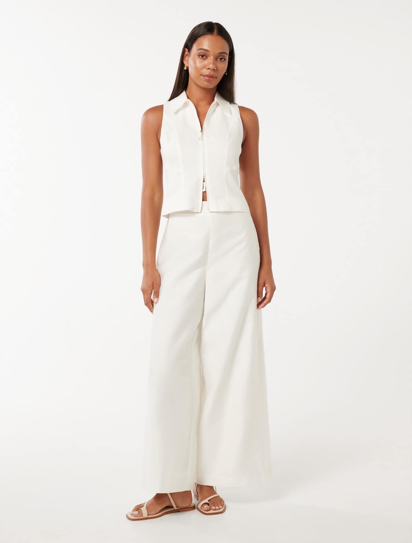 Felicity Zip Front Halter Top Porcelain