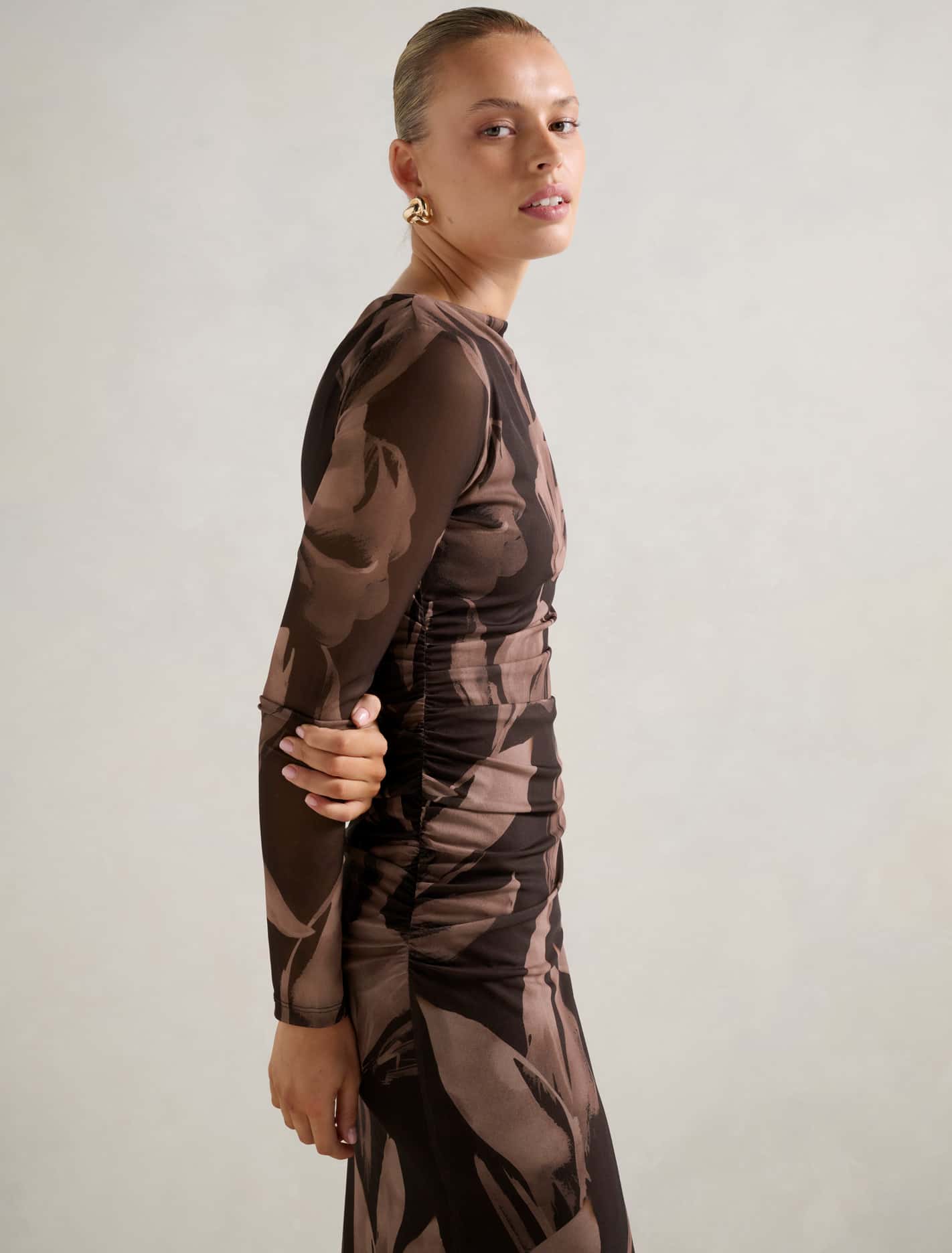 Alannah Mesh Long Sleeve Midi Dress Barkley Floral