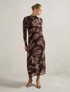 Alannah Mesh Long Sleeve Midi Dress Barkley Floral