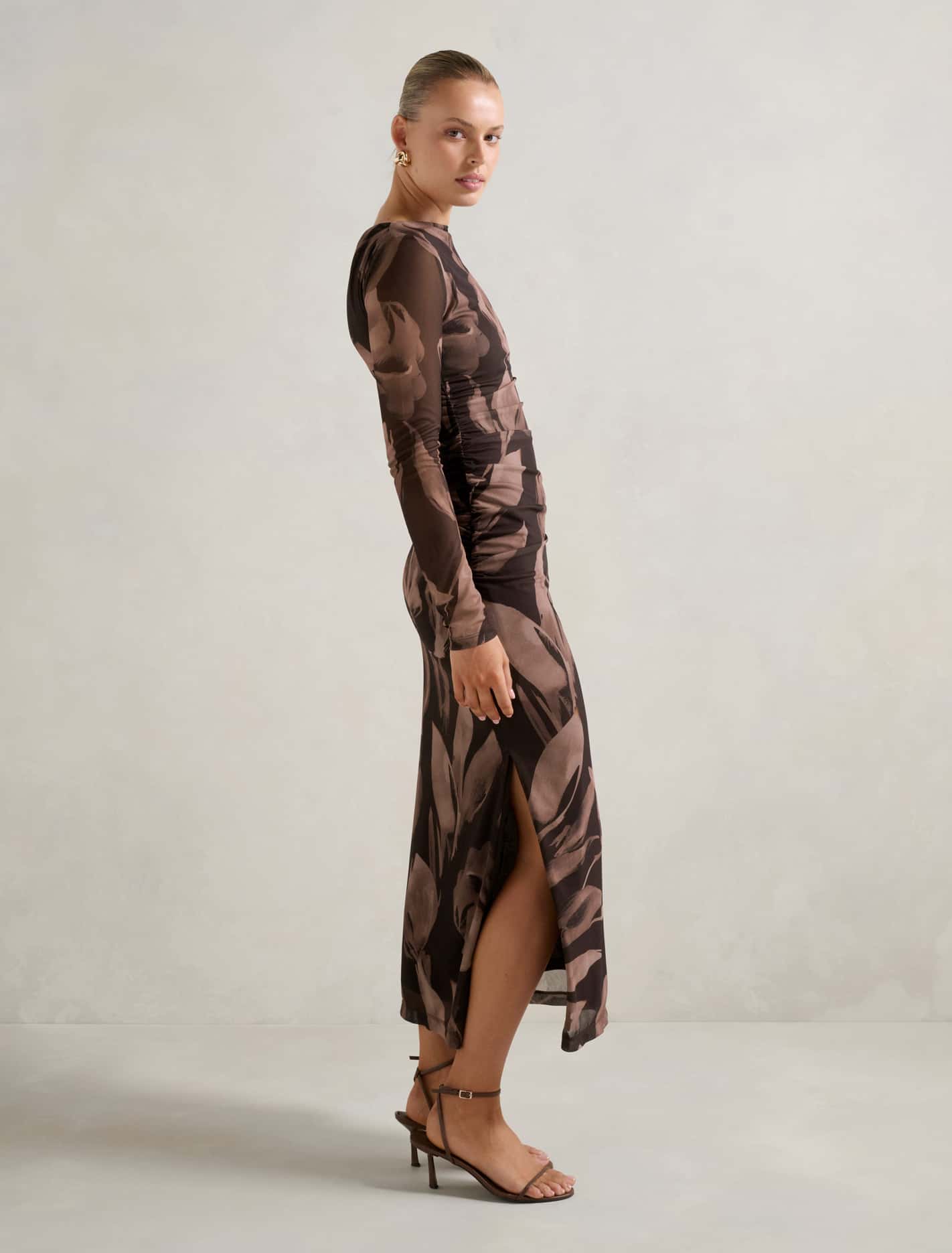 Alannah Mesh Long Sleeve Midi Dress Barkley Floral