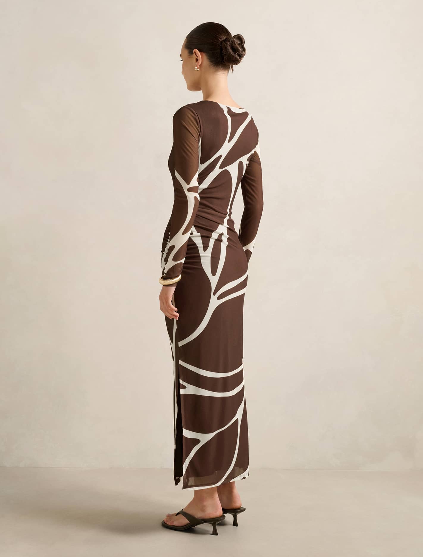 Alannah Mesh Long Sleeve Midi Dress Dark Sabine