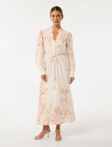Primrose Petite Trim-Detail Midi Dress Coral Empress