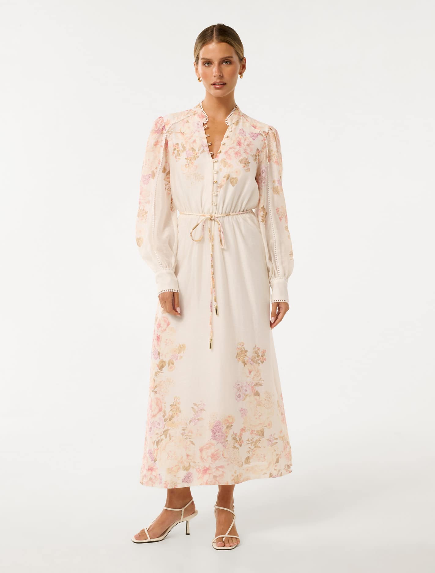 Primrose Petite Trim-Detail Midi Dress Coral Empress