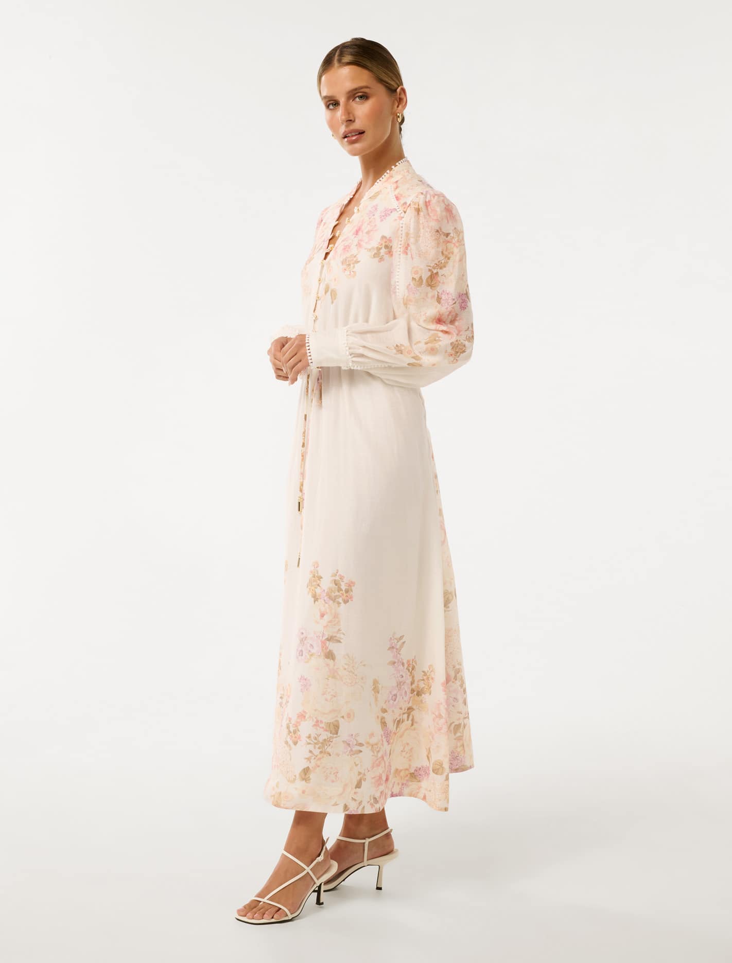 Primrose Petite Trim-Detail Midi Dress Coral Empress