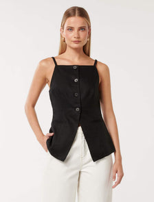 Ronnie High Neck Waistcoat Black