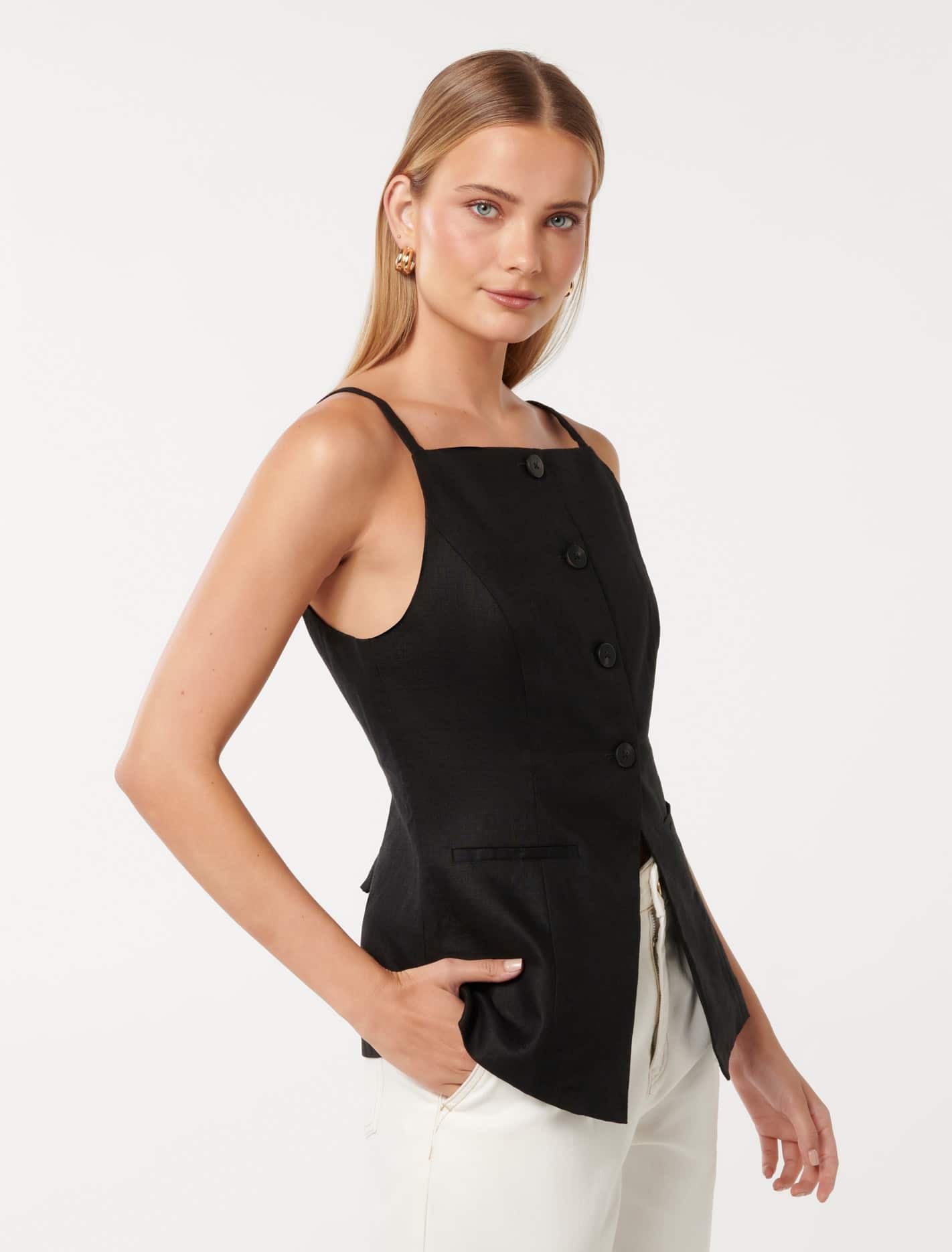 Ronnie High Neck Waistcoat Black