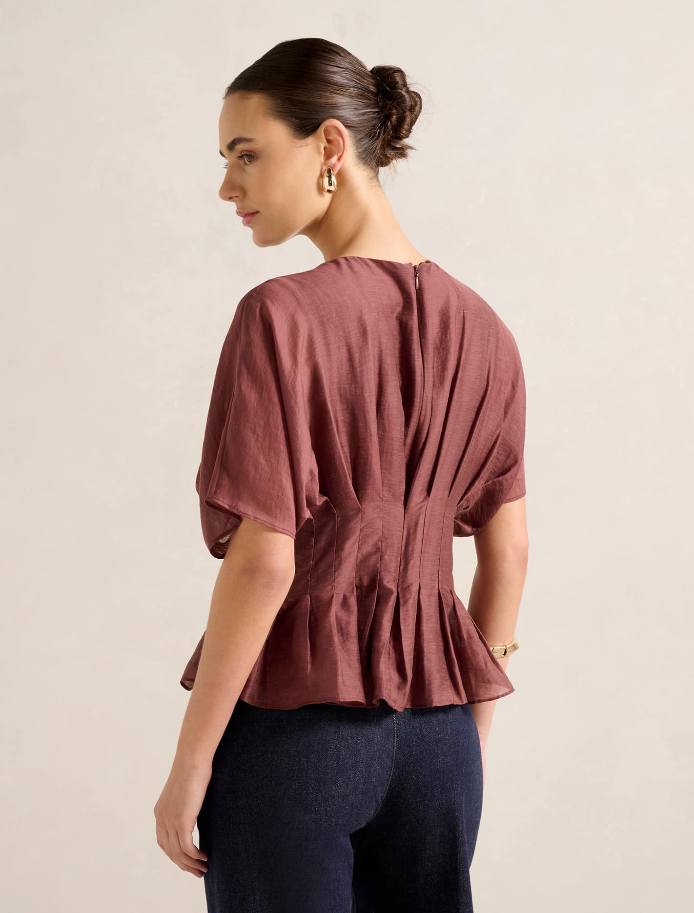Olive Pleated Top Ganache