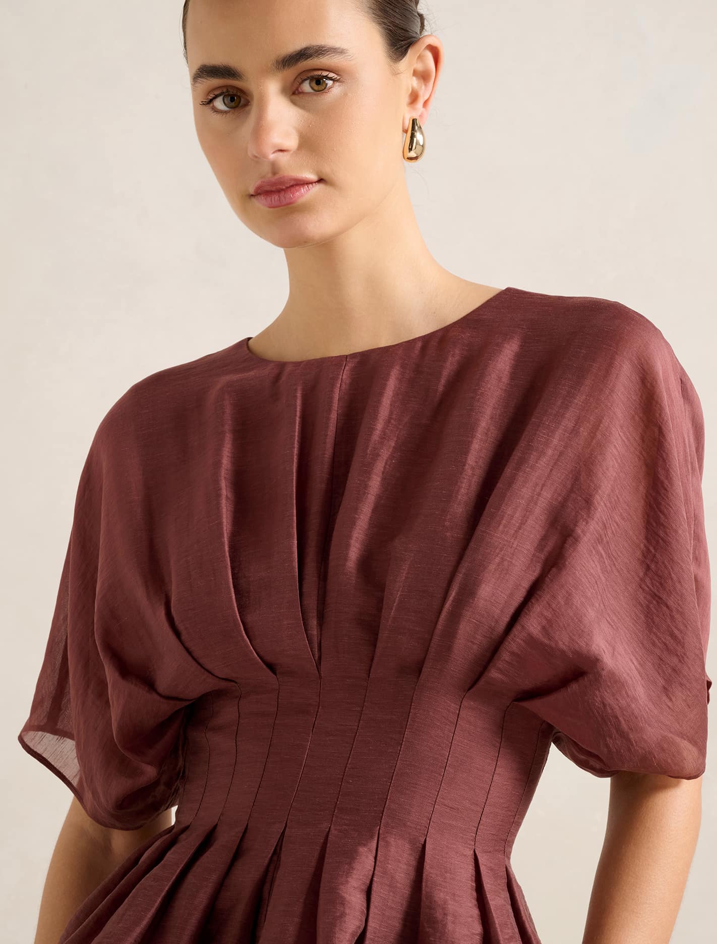Olive Pleated Top Ganache