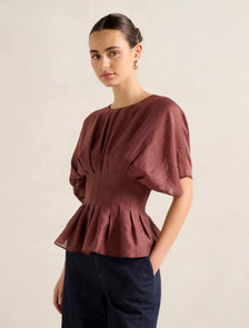 Olive Pleated Top Ganache