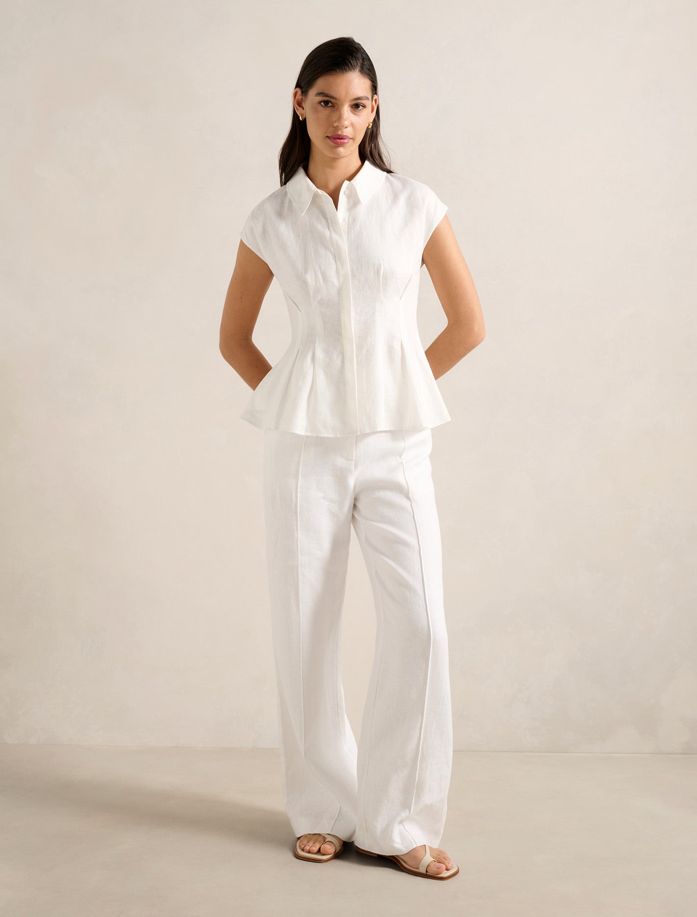 Carina Pleated Shirt Porcelain
