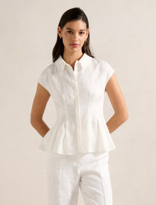 Carina Pleated Shirt Porcelain