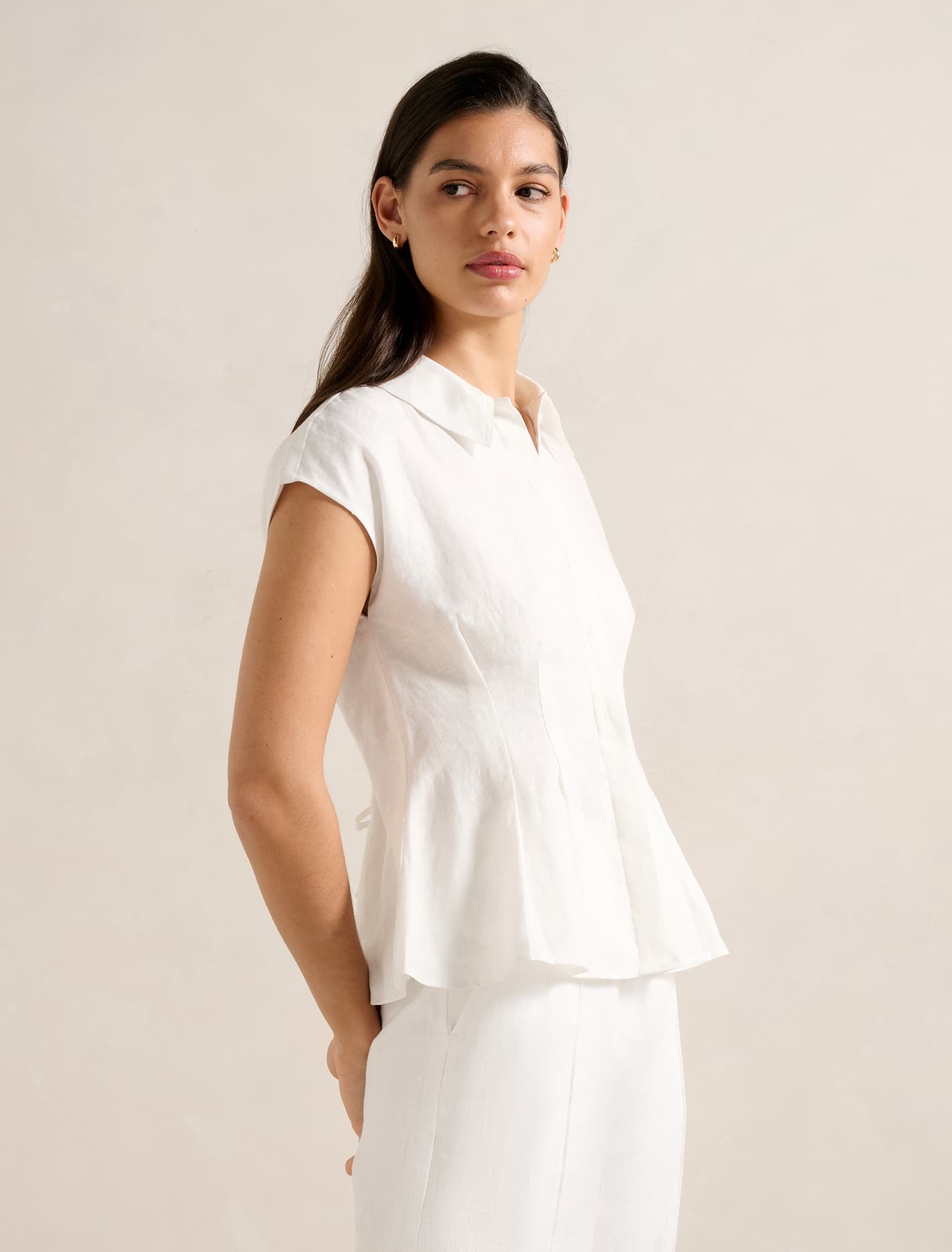 Carina Pleated Shirt Porcelain